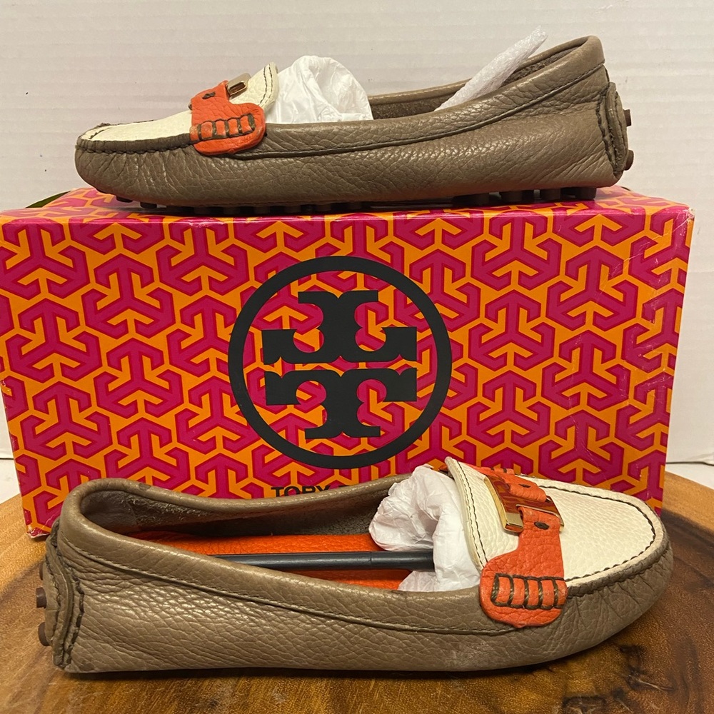 Tory Burch Casey Driver Tumbled Leather Loafers
